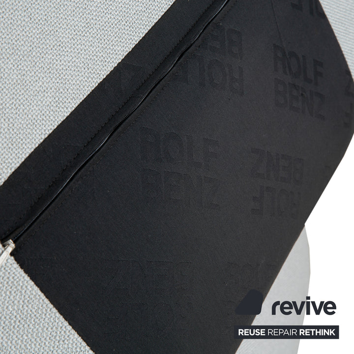 Rolf Benz EGO fabric armchair blue light grey headrest