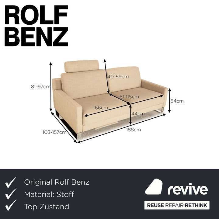 Rolf Benz Ego fabric two-seater beige sofa couch manual function