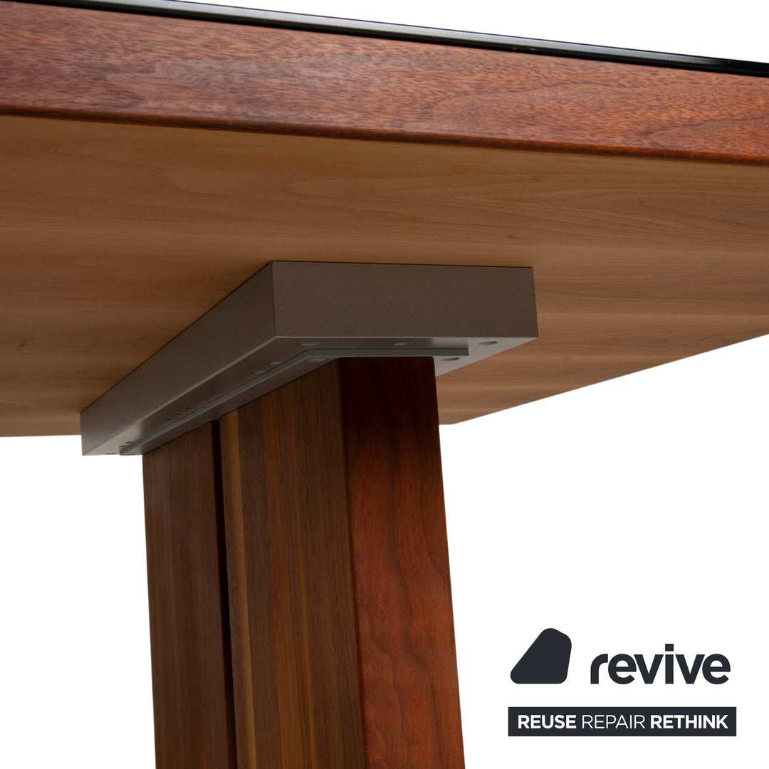 Rolf Benz Dining Table Wood Glass Black Brown 190 x 100 cm