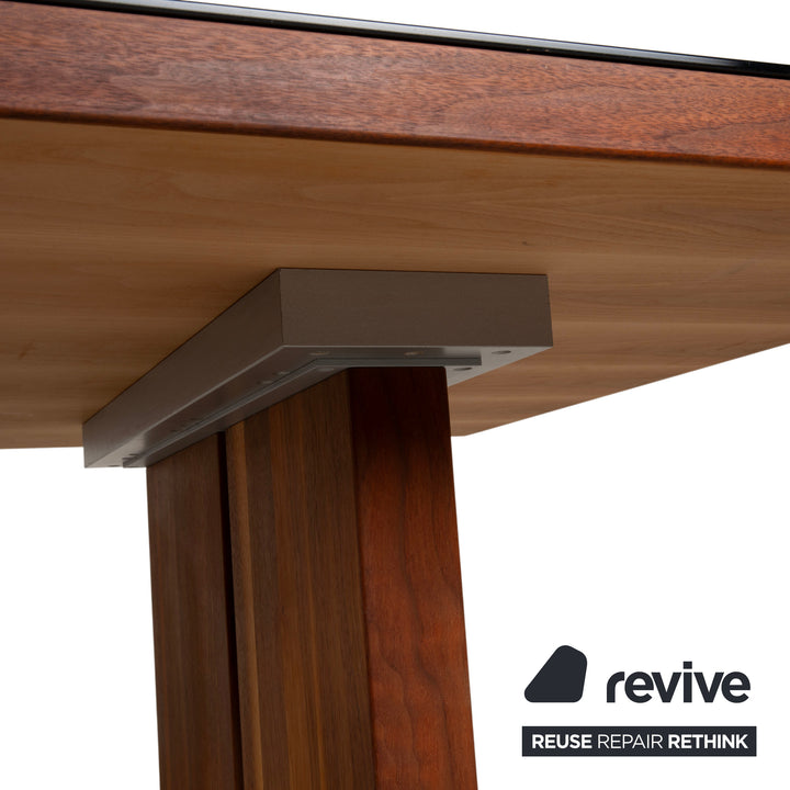Rolf Benz Dining Table Wood Glass Black Brown 190 x 100 cm