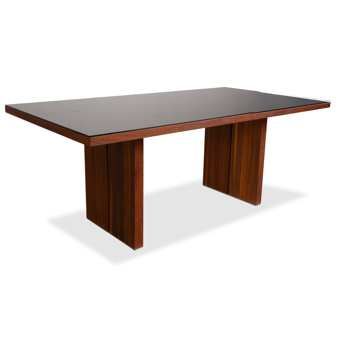 Rolf Benz Dining Table Wood Glass Black Brown 190 x 100 cm