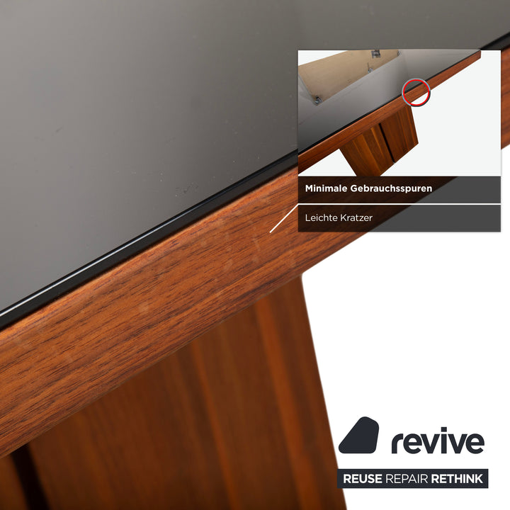 Rolf Benz Dining Table Wood Glass Black Brown 190 x 100 cm