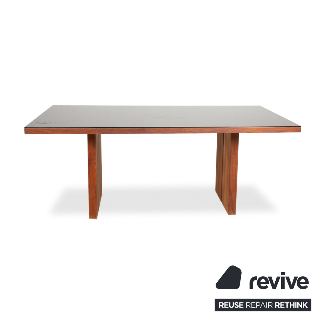 Rolf Benz Dining Table Wood Glass Black Brown 190 x 100 cm