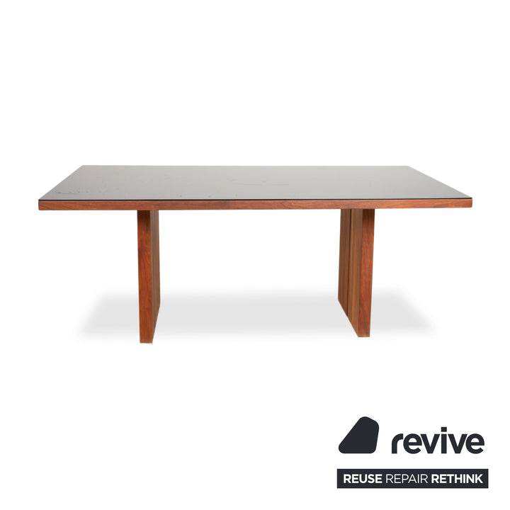 Rolf Benz Dining Table Wood Glass Black Brown 190 x 100 cm