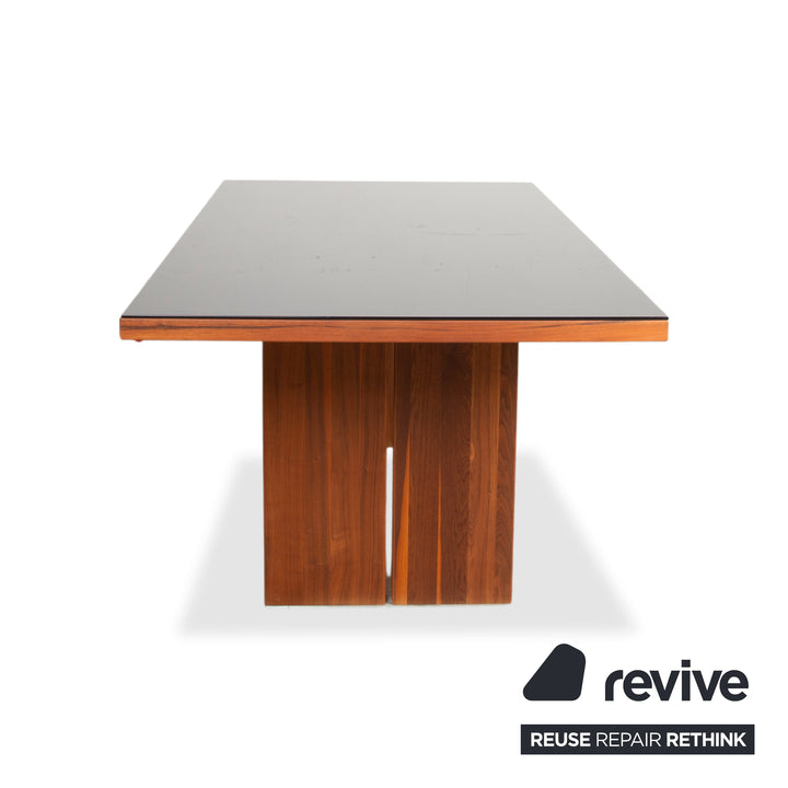 Rolf Benz Dining Table Wood Glass Black Brown 190 x 100 cm