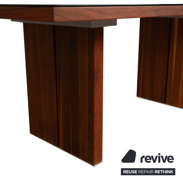 Rolf Benz Dining Table Wood Glass Black Brown 190 x 100 cm