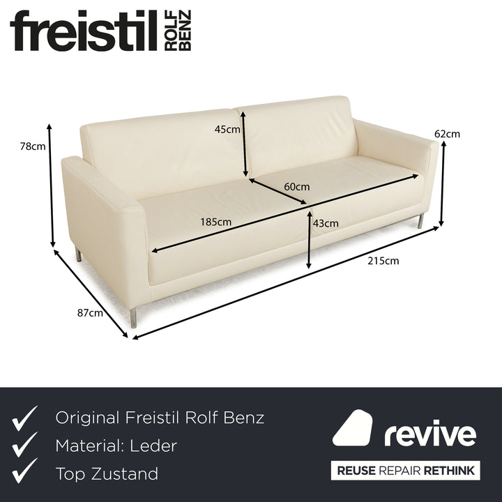 Rolf Benz Freistil 141 Leder Dreisitzer Creme Sofa Couch