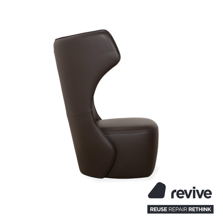 Rolf Benz Freistil 149 armchair incl. footstool, leather, brown