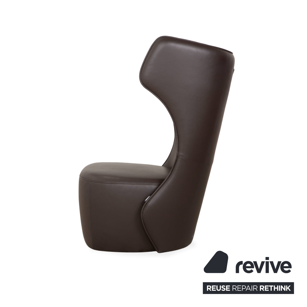 Rolf Benz Freistil 149 armchair incl. footstool, leather, brown