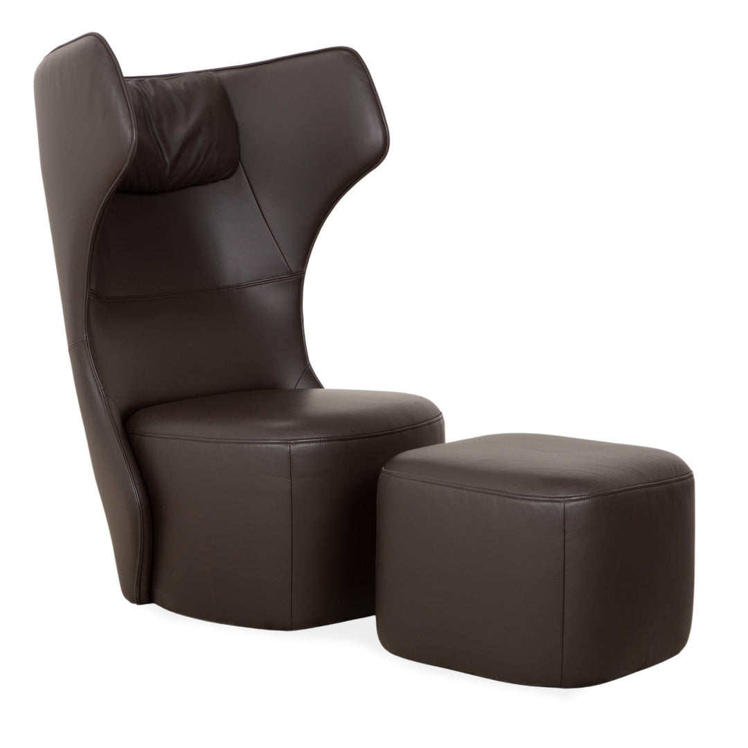 Rolf Benz Freistil 149 armchair incl. footstool, leather, brown