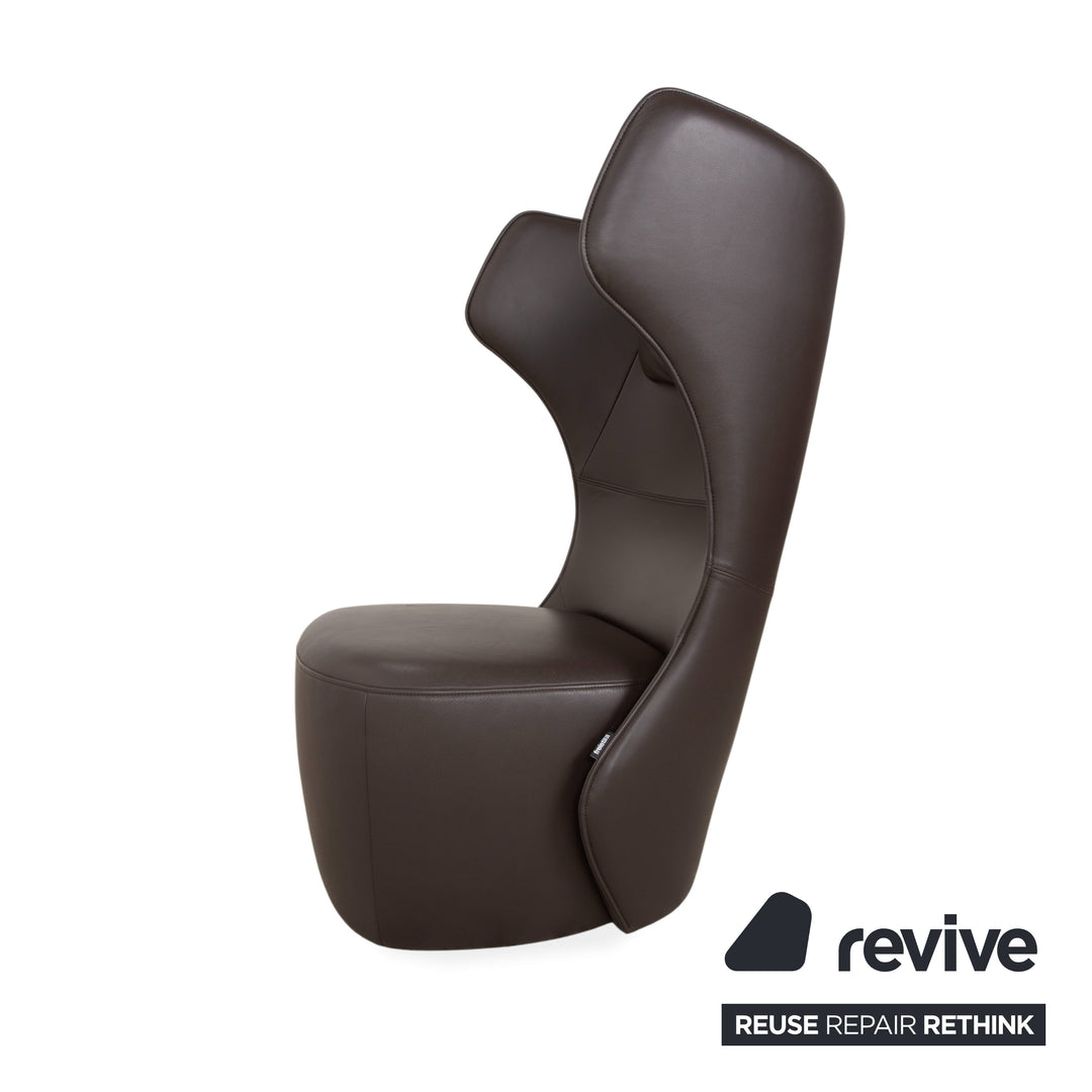 Rolf Benz Freistil 149 armchair incl. footstool, leather, brown