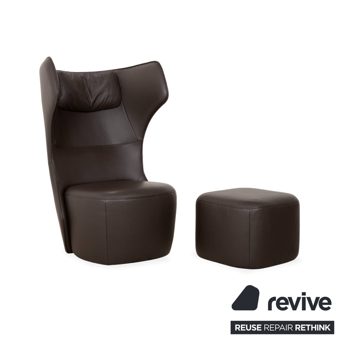 Rolf Benz Freistil 149 armchair incl. footstool, leather, brown