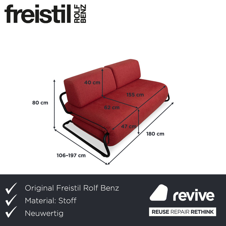 Rolf Benz Freistil 164 Stoff Zweisitzer Rot Sofa Couch manuelle Schlaffunktion