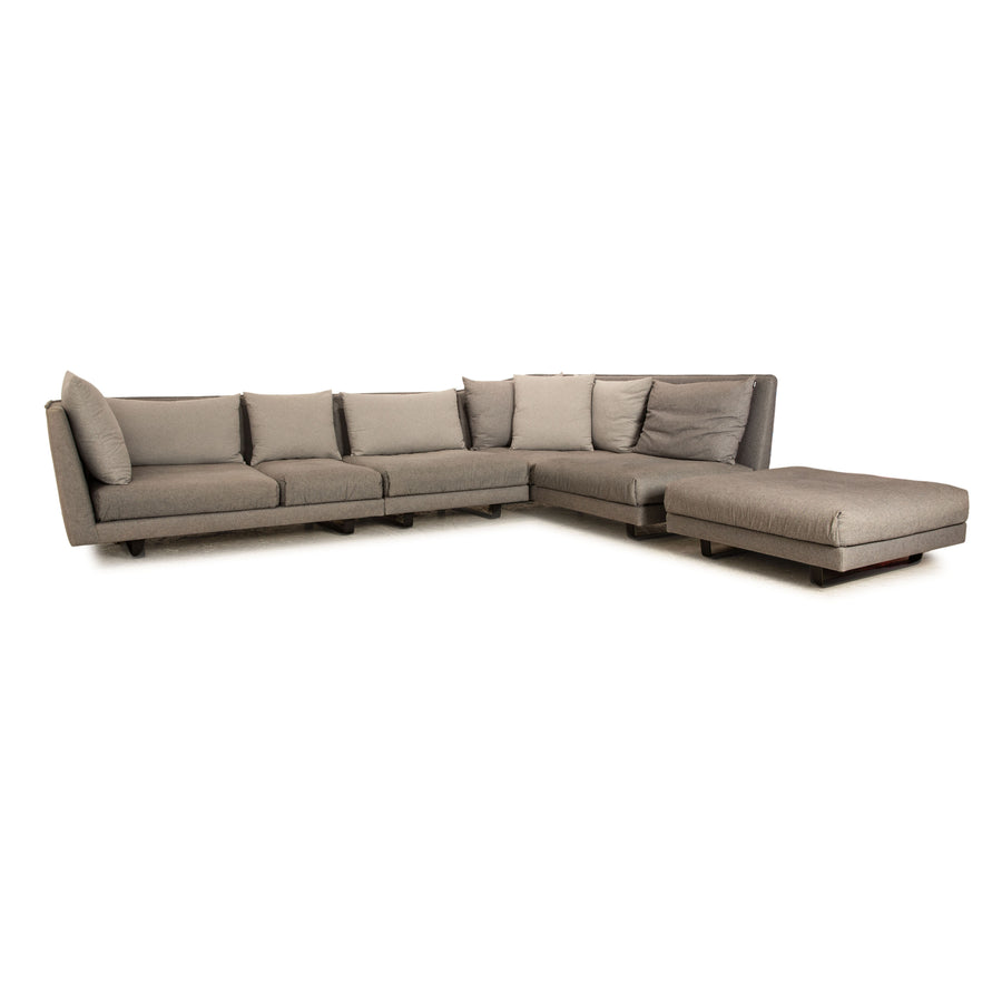 Rolf Benz Freistil 169 Stoff Sofa Garnitur Grau Ecksofa Hocker Couch