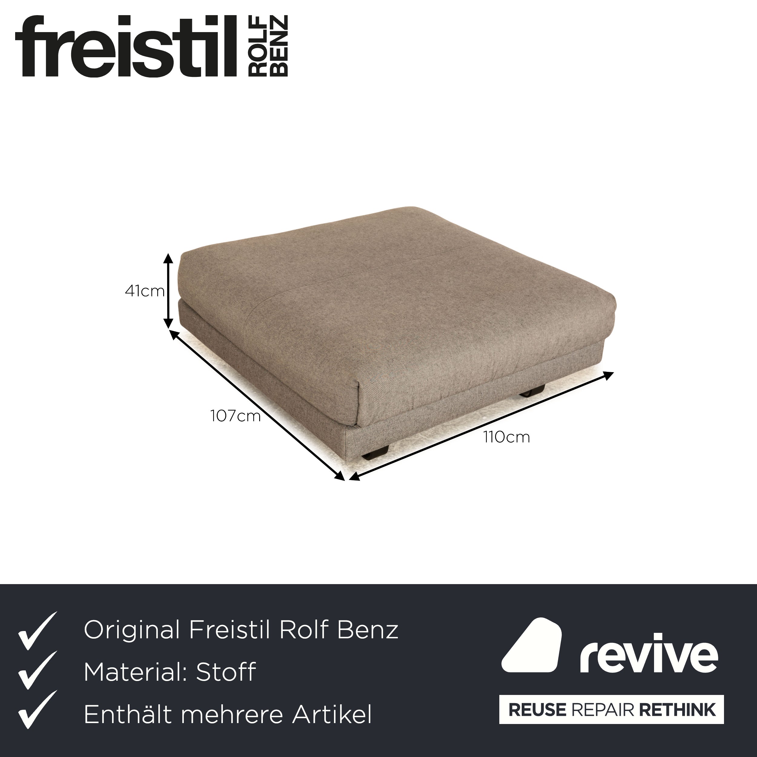 Rolf Benz Freistil 169 Stoff Sofa Garnitur Grau Ecksofa Hocker Couch