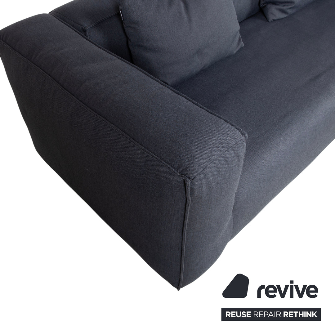 Canapé trois places en tissu Rolf Benz Freistil 175, gris et bleu