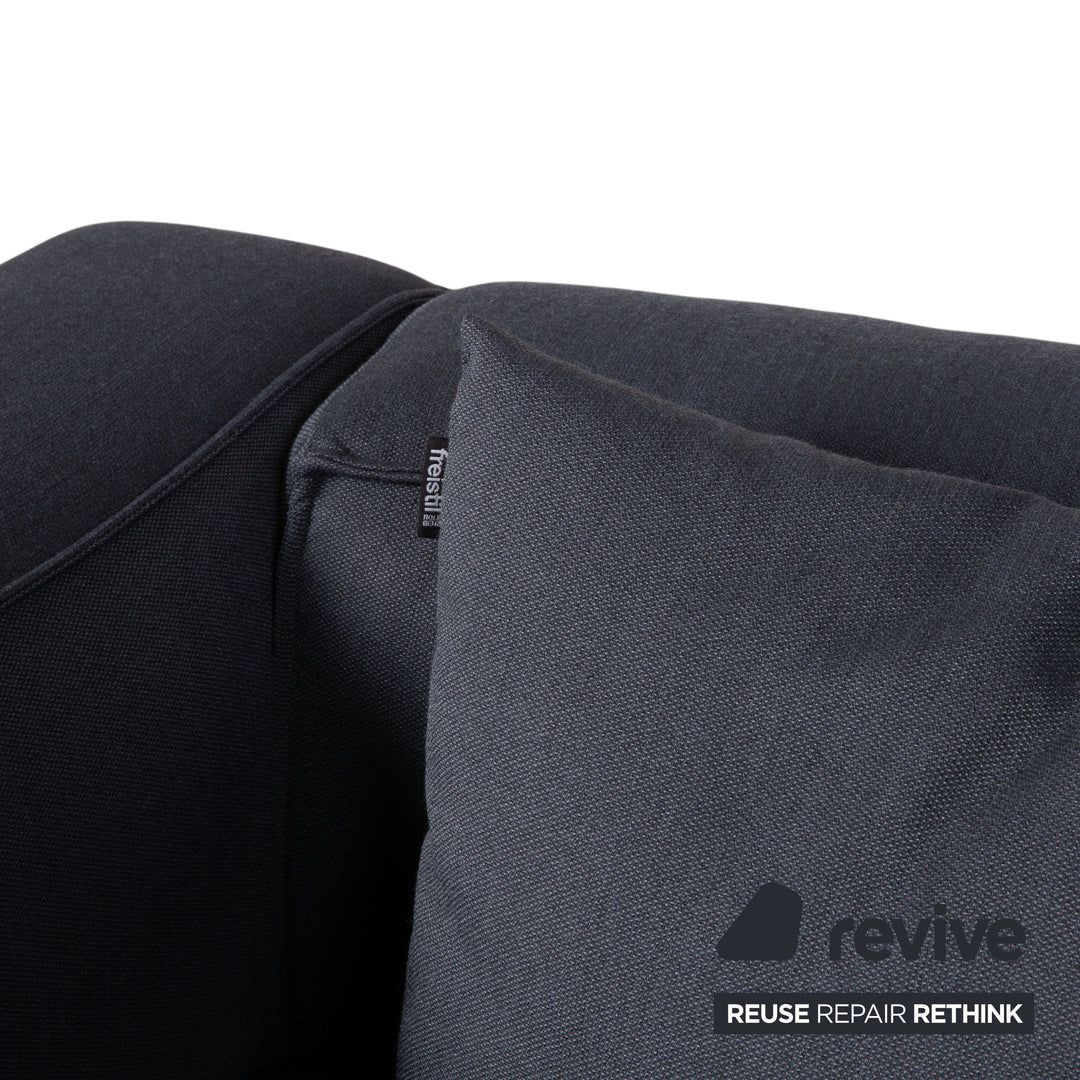 Canapé trois places en tissu Rolf Benz Freistil 175, gris et bleu