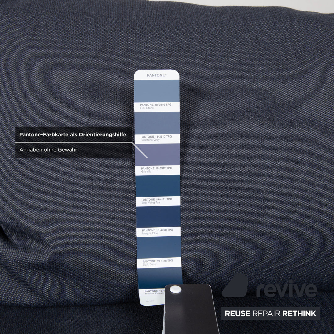 Canapé trois places en tissu Rolf Benz Freistil 175, gris et bleu