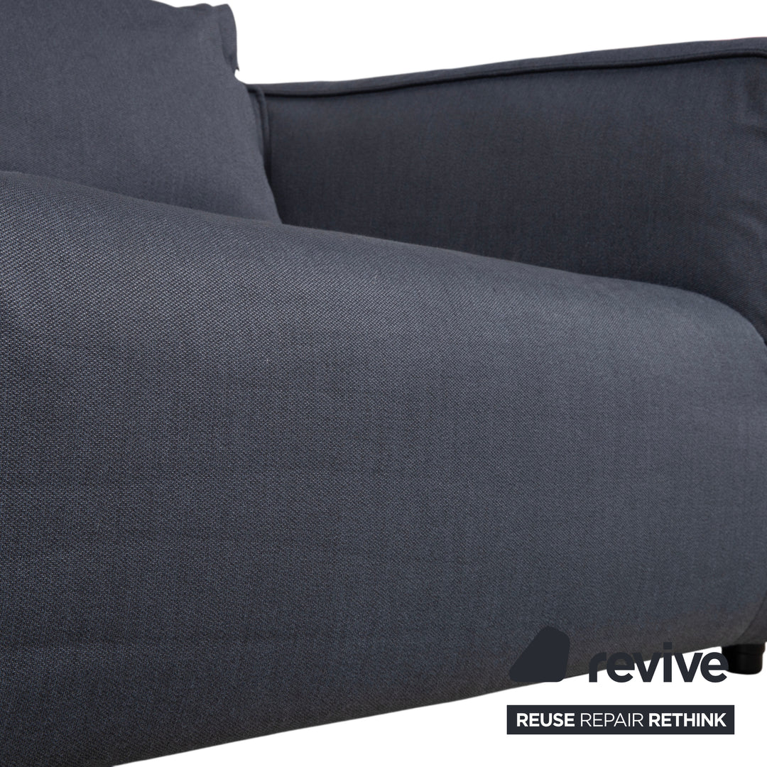 Canapé trois places en tissu Rolf Benz Freistil 175, gris et bleu