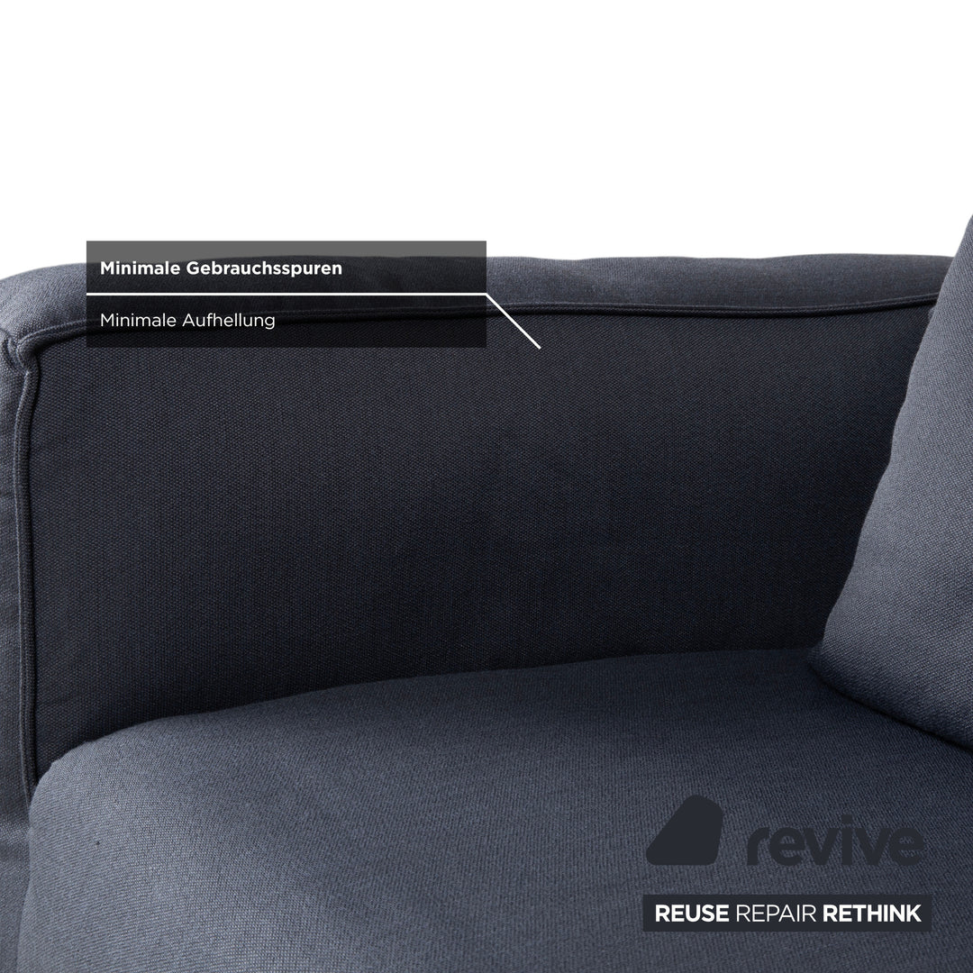 Canapé trois places en tissu Rolf Benz Freistil 175, gris et bleu