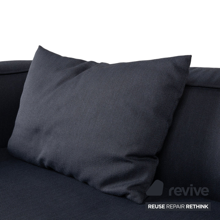 Canapé trois places en tissu Rolf Benz Freistil 175, gris et bleu