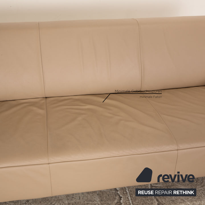 Rolf Benz Freistil 180 leather four-seater beige sofa couch