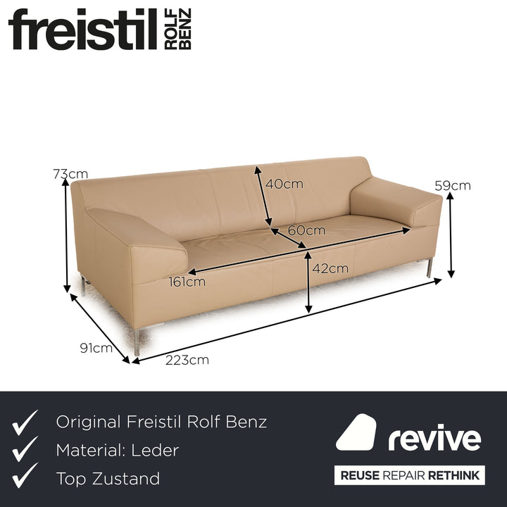 Rolf Benz Freistil 180 leather four-seater beige sofa couch