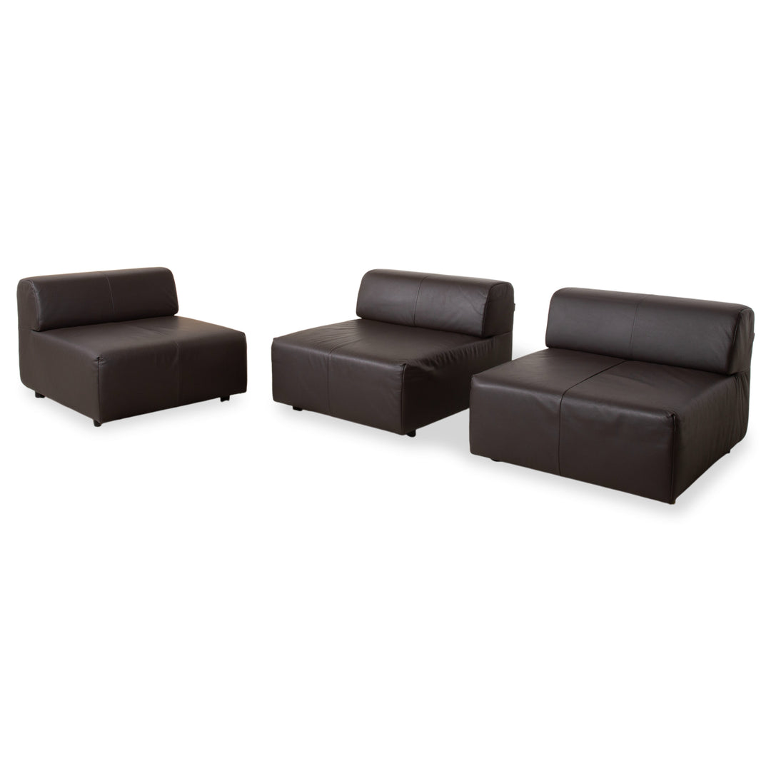 Rolf Benz freistil 185 Set 3x Leather Armchair Brown Mocha