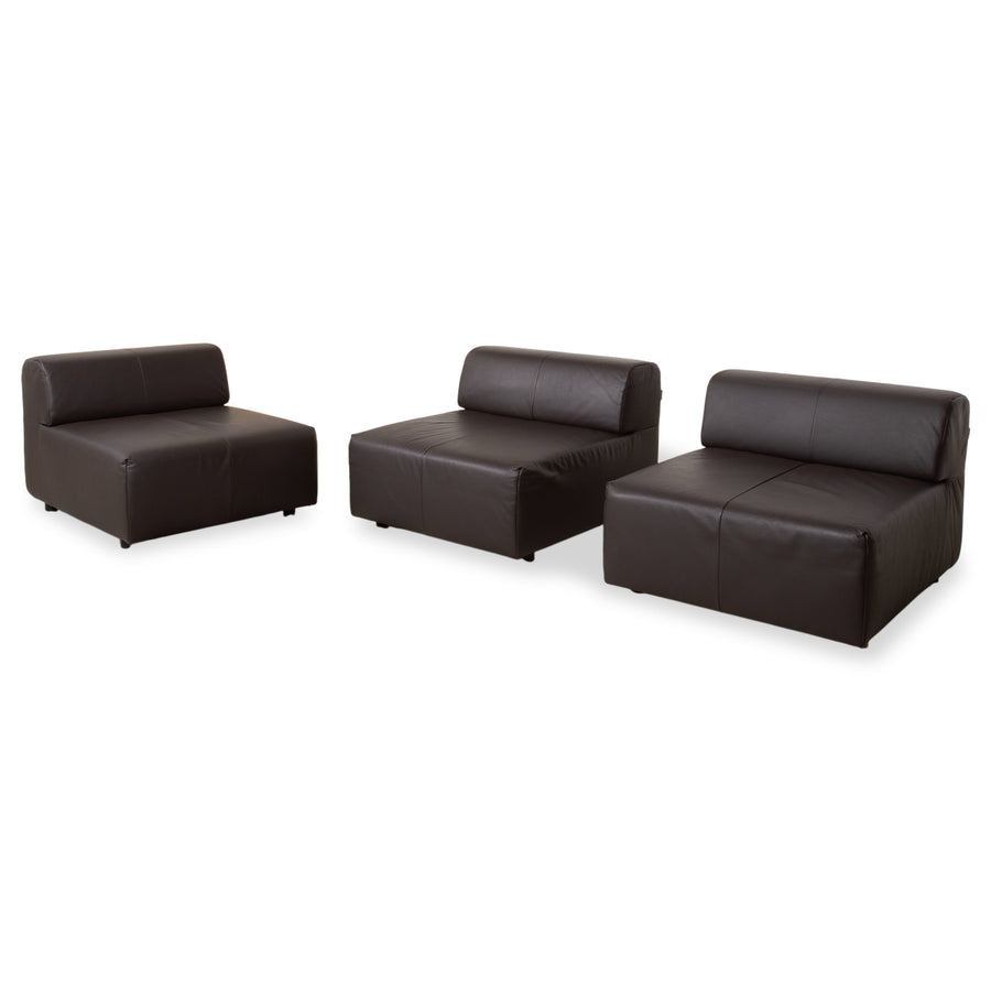 Rolf Benz freistil 185 Ensemble 3x Fauteuils en cuir marron Moka