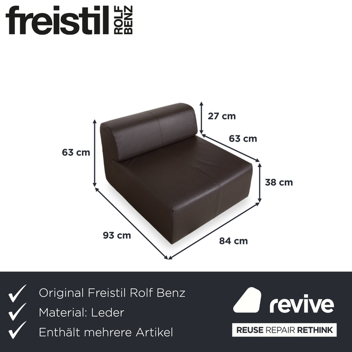 Rolf Benz freistil 185 Set 3x Leather Armchair Brown Mocha
