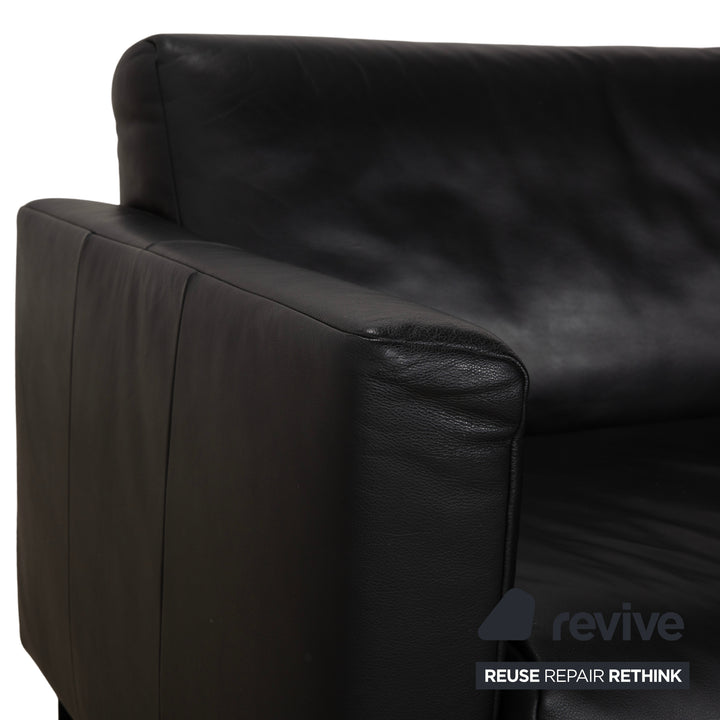 Canapé trois places en cuir noir Rolf Benz Freistil
