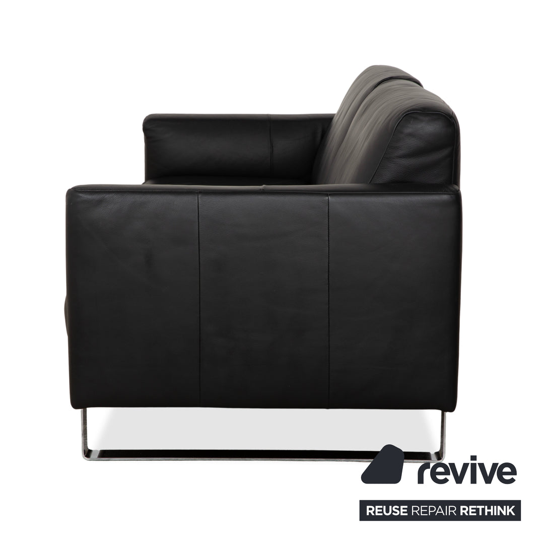 Canapé trois places en cuir noir Rolf Benz Freistil