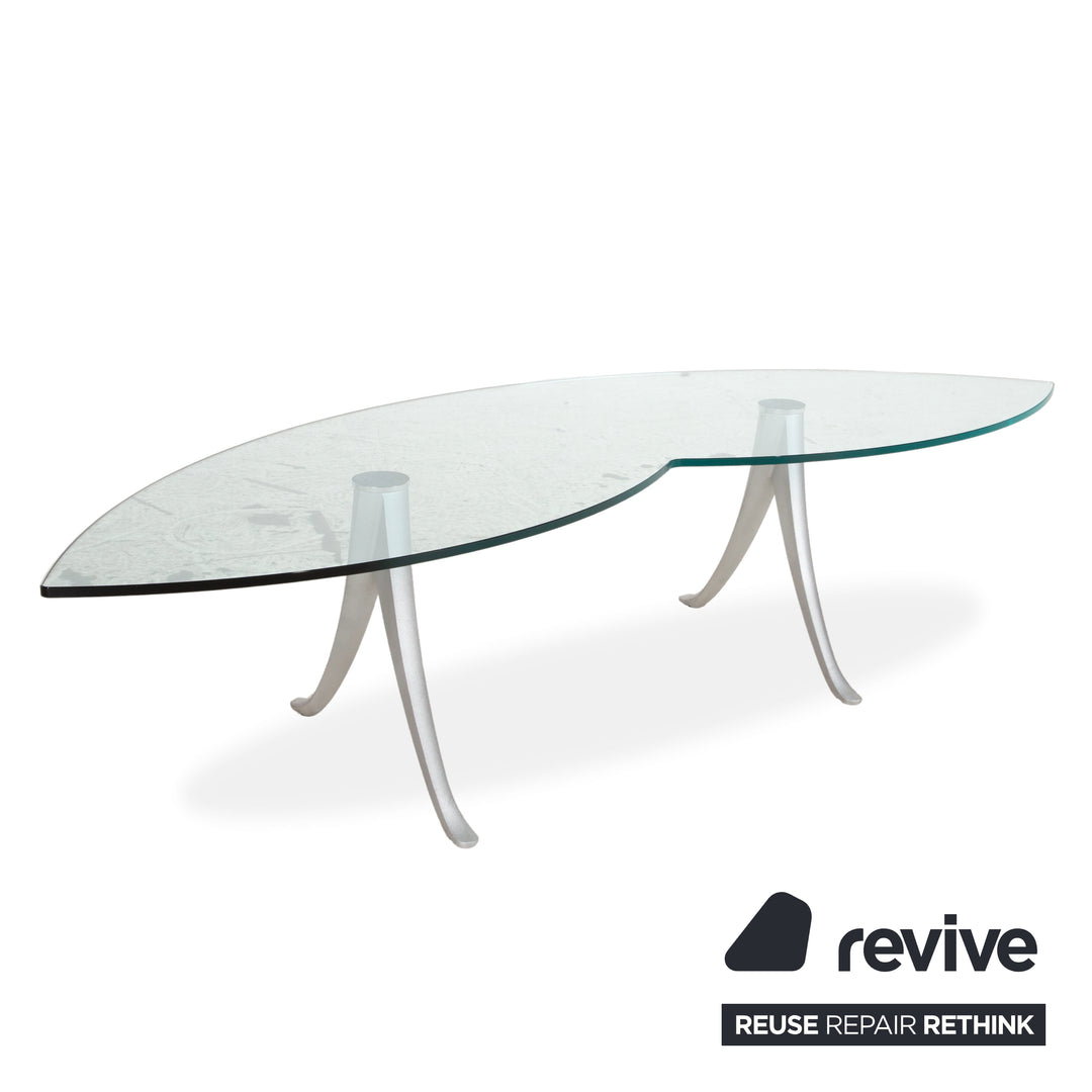 Rolf Benz Garnitur 1600 Leder Zweisitzer Sessel Couchtisch Glas Dunkelblau Sofa Couch manuelle Funktion