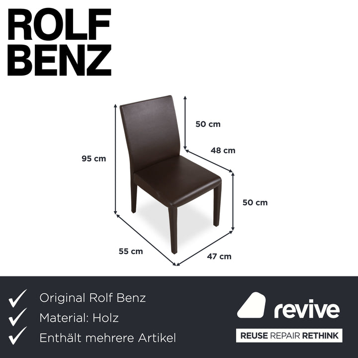 Rolf Benz Garnitur Esstisch 6er Stuhl Holz Glas Leder Schwarz Braun Mokka 190 x 100 cm