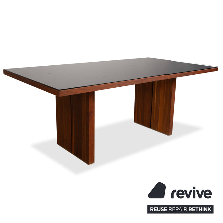 Rolf Benz Garnitur Esstisch 6er Stuhl Holz Glas Leder Schwarz Braun Mokka 190 x 100 cm