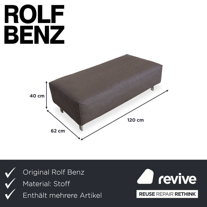 Rolf Benz Garnitur Grata Dreisitzer Hocker Stoff Sofa Grau Couch