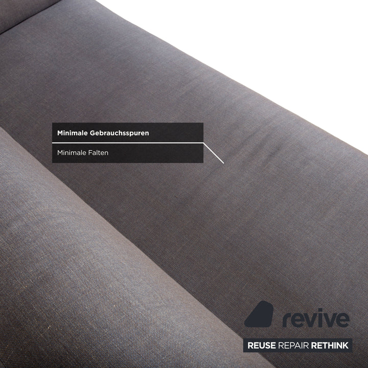 Rolf Benz Garnitur Grata Dreisitzer Hocker Stoff Sofa Grau Couch