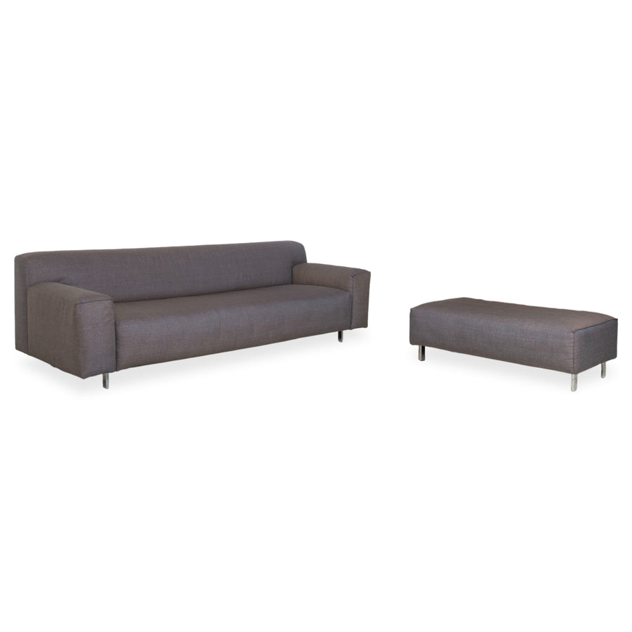Rolf Benz Garnitur Grata Dreisitzer Hocker Stoff Sofa Grau Couch
