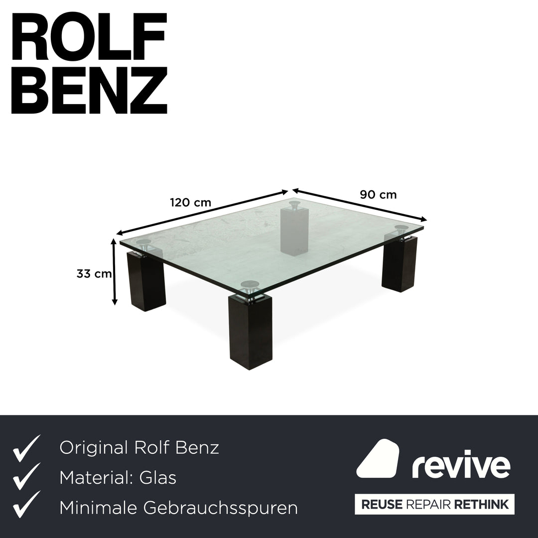 Rolf Benz Glas Couchtisch Schwarz 120 x 90 cm