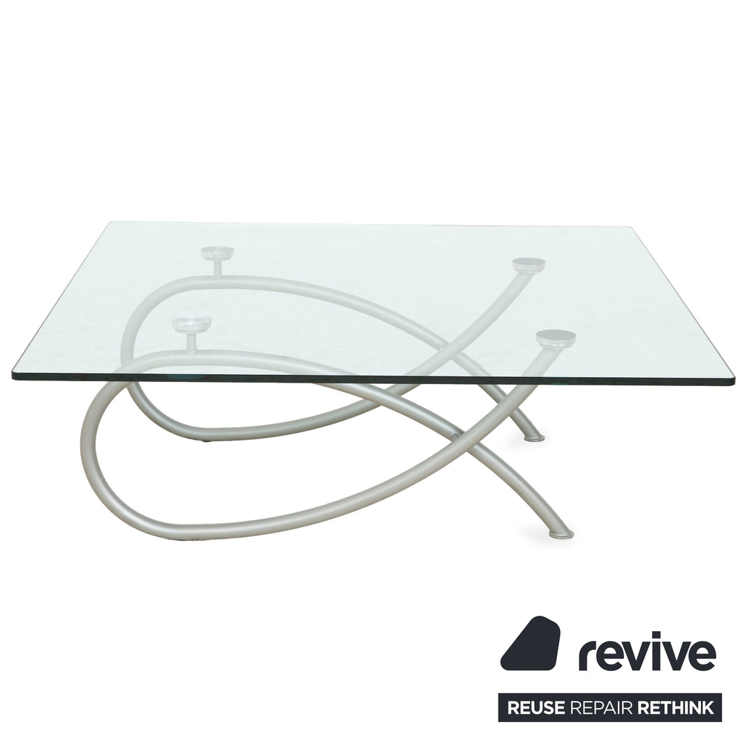 Rolf Benz glass coffee table silver