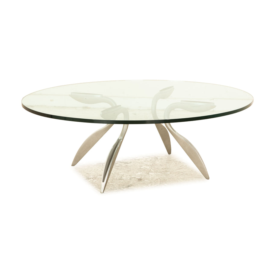 Rolf Benz glass coffee table silver