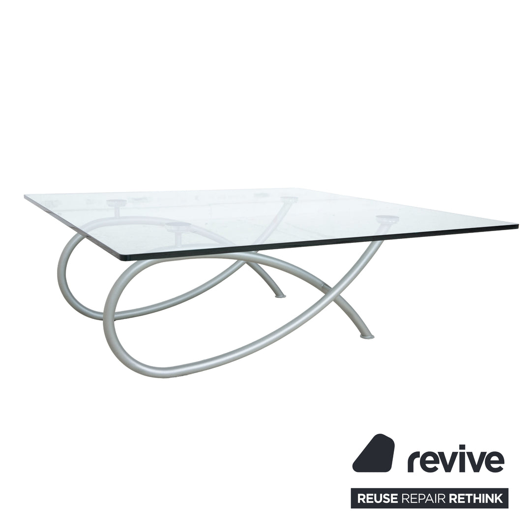 Rolf Benz glass coffee table silver