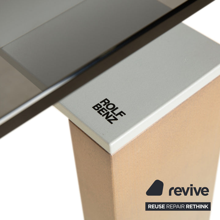 Table à manger extensible en verre fumé marron Rolf Benz, noyer, 220 x 75 x 98 cm