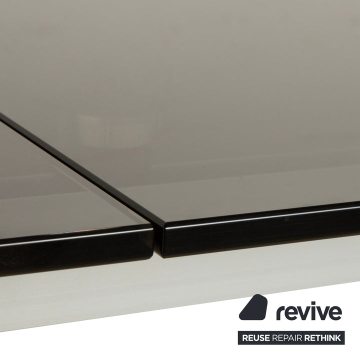 Table à manger extensible en verre fumé marron Rolf Benz, noyer, 220 x 75 x 98 cm