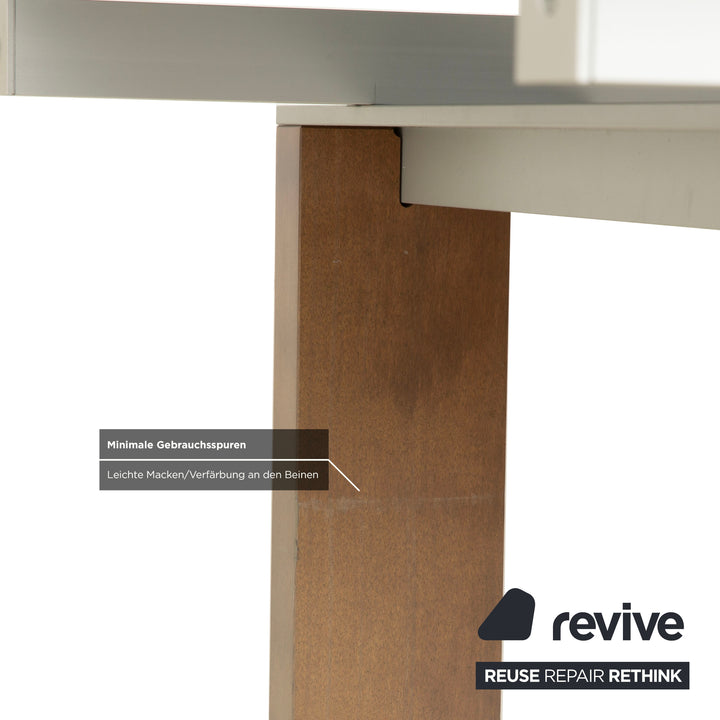 Table à manger extensible en verre fumé marron Rolf Benz, noyer, 220 x 75 x 98 cm