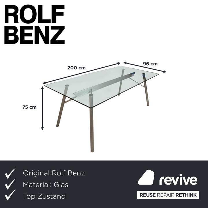 Table à manger en verre Rolf Benz Siber pour salle à manger