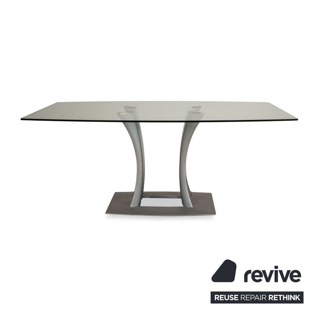 Rolf Benz glass dining table silver 180 x 90 x 74 cm