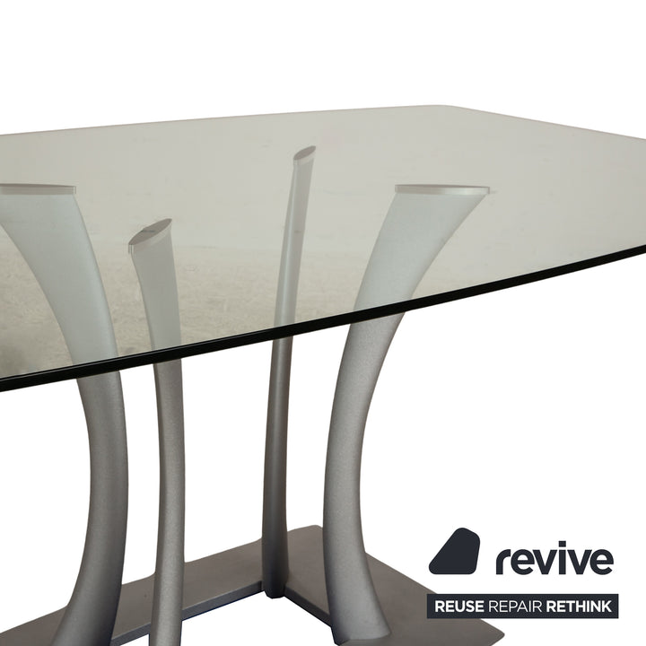 Rolf Benz glazen eettafel zilver 180 x 90 x 74 cm