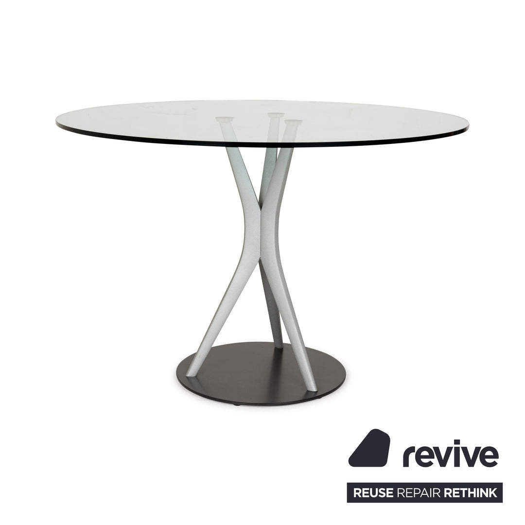 Rolf Benz glass dining table silver