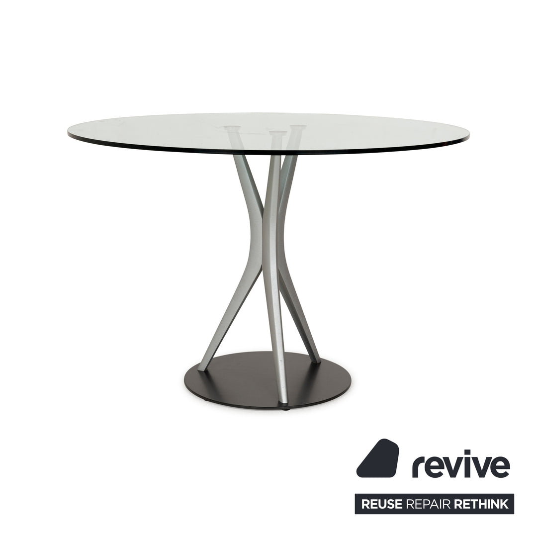 Rolf Benz glass dining table silver